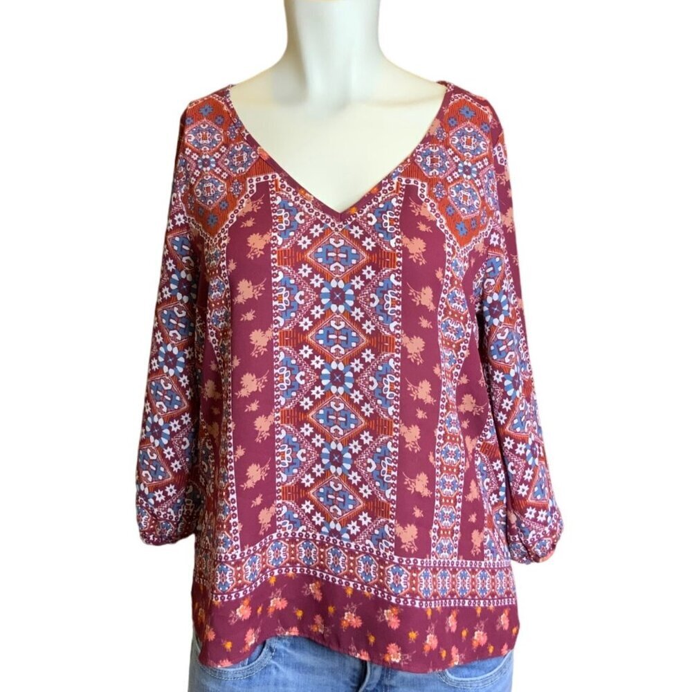 ReneeC Women's 3/4 length sleeve trendy multi color size med top